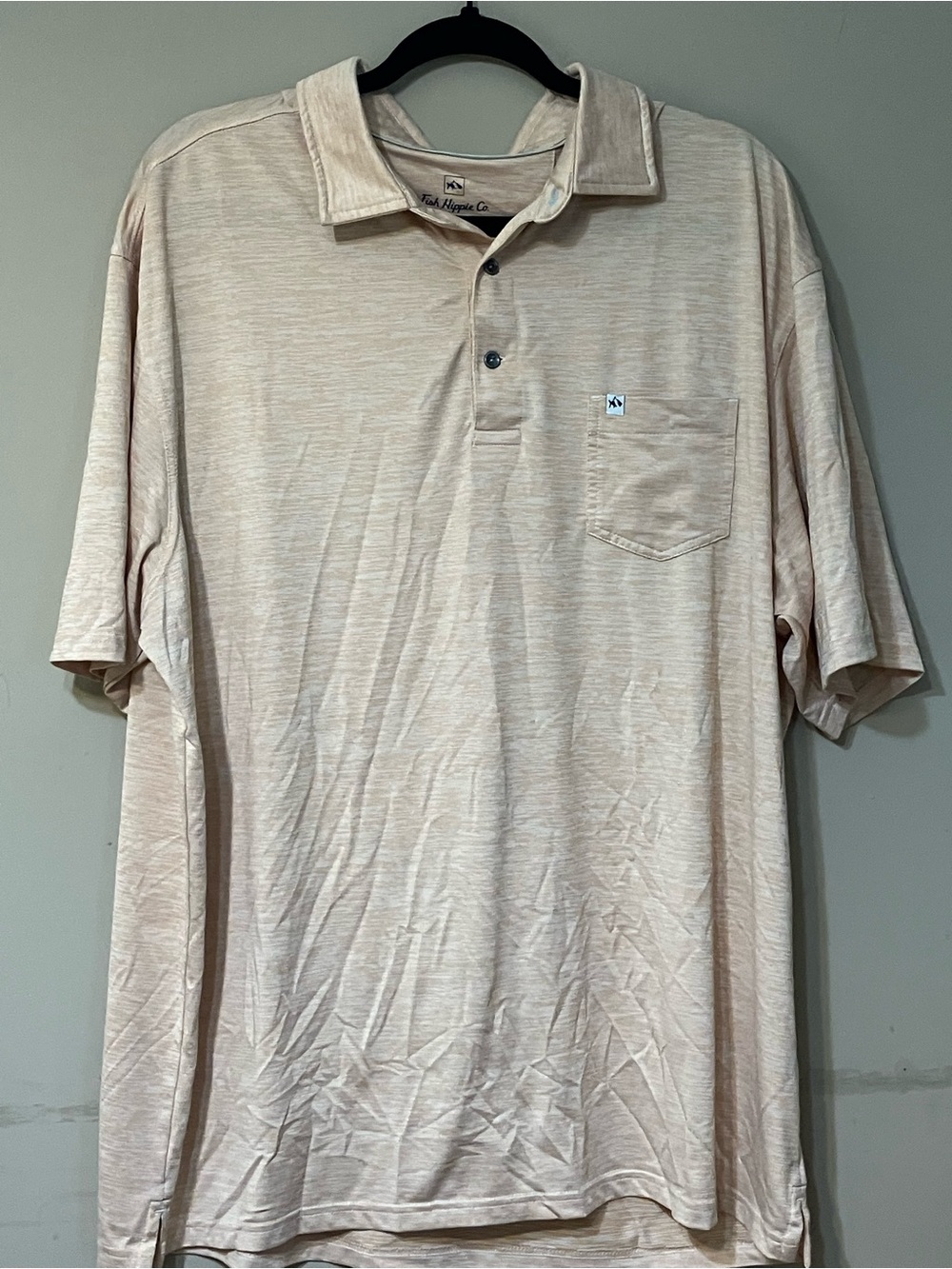 Men's Light Cream Short-Sleeve Polo with Chest Pocket